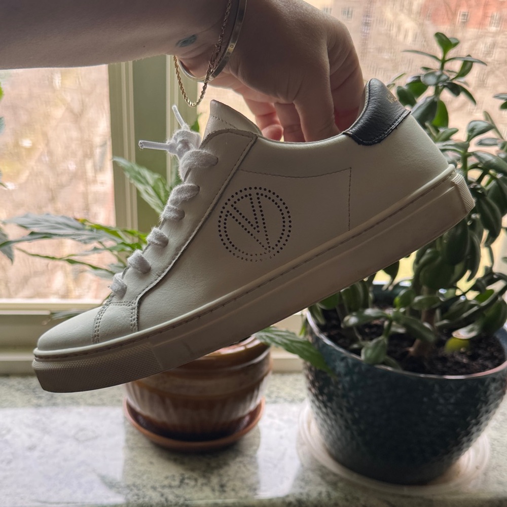 Valentino White Sneakers with Black Trim EUC